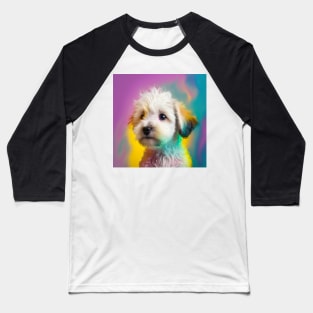 Cute Colorful Dog Realistic Drawing Illustration Baseball T-Shirt